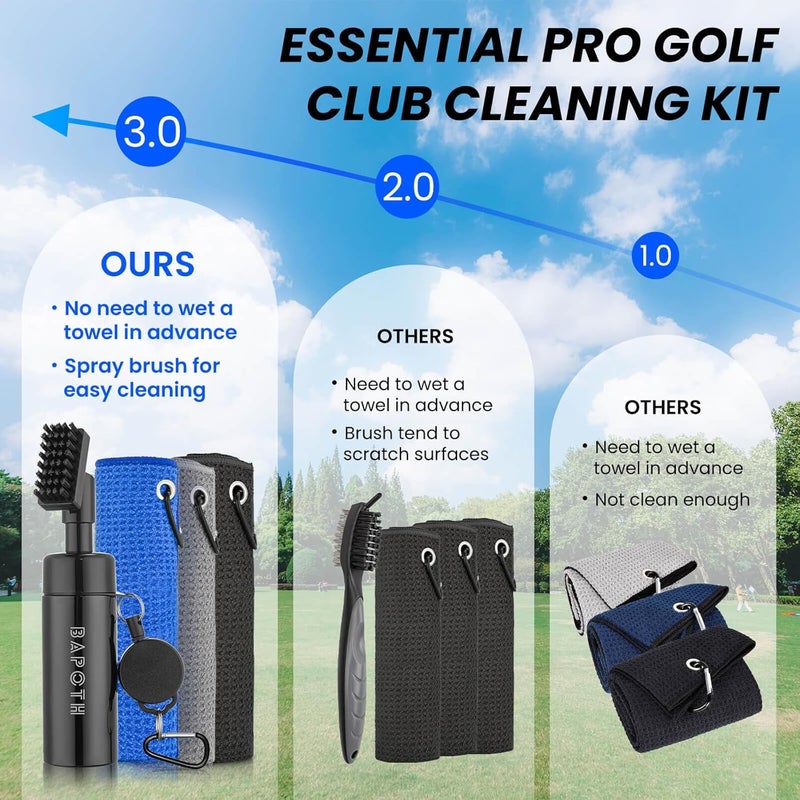 BAPOTH Store Golf Club Cleaner, Non-Leaking Stretchable Golf Club Brush with Microfiber Golf Towel (23.6 * 15.7 in), Strong Bristles Golf Brush Can Hold 5oz Water, Essentials Golf Accessories for Men - Image 2